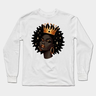 African Queen Crown Long Sleeve T-Shirt